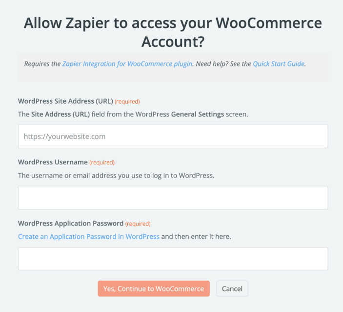 Example Authentication dialog