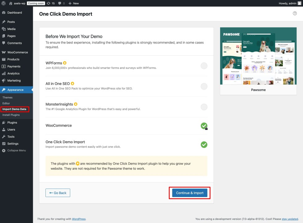 One Click Continue Process