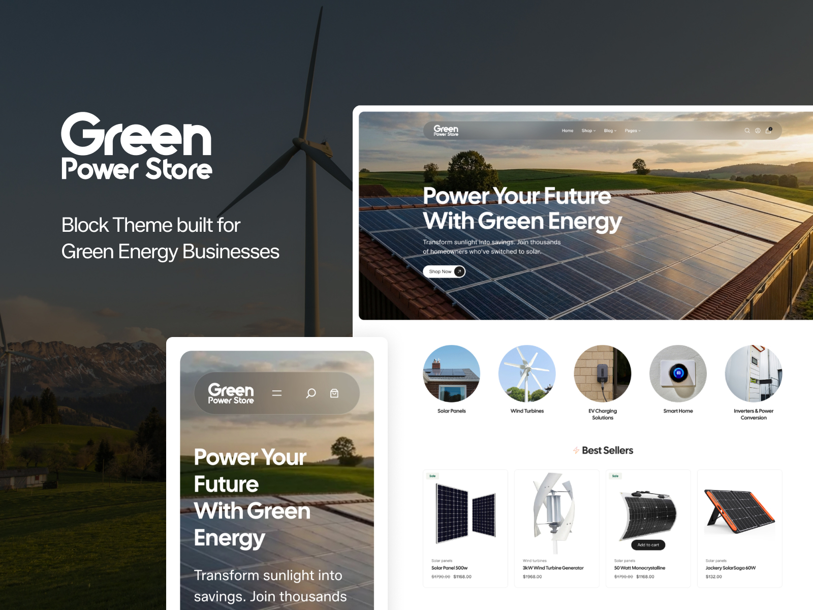 Green Power Store WooCommerce solar and green energy theme screenshot