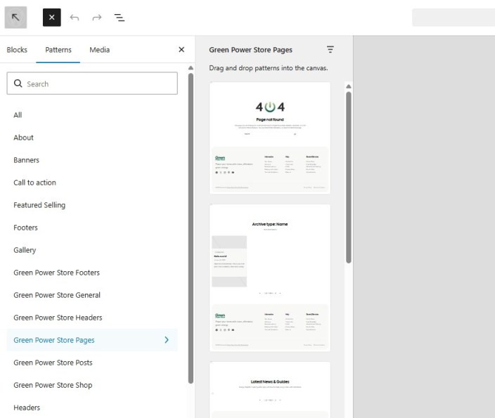 Insert Block patterns