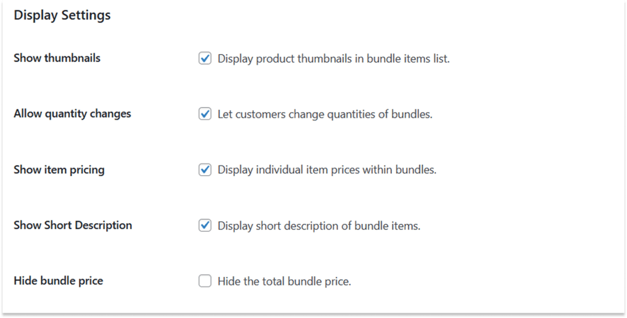 Bundle Display Settings for WooCommerce