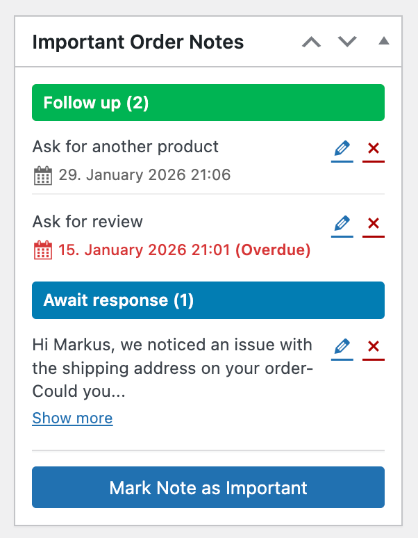 Important Order Notes