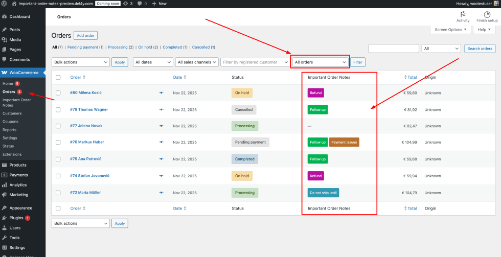 Important Order Notes