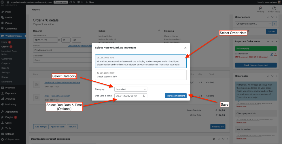 Important Order Notes