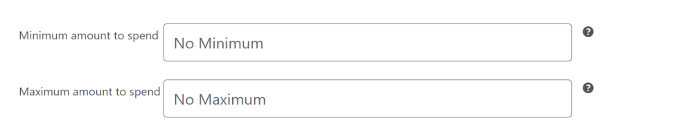 Min and Max Amount to Spend