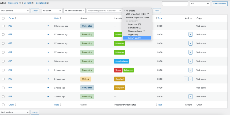 Important Order Notes