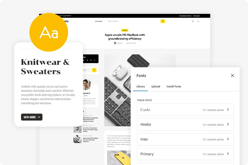 Font manager interface showing GDPR-compliant local fonts