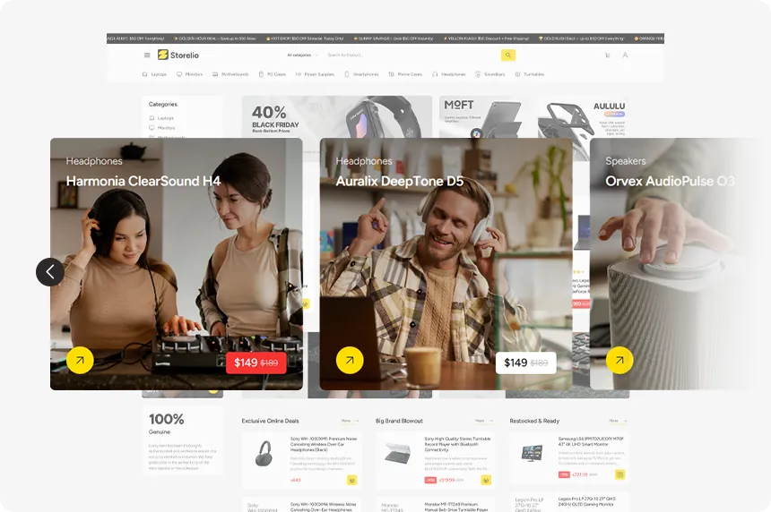 Gallery and slider showing product images in online store