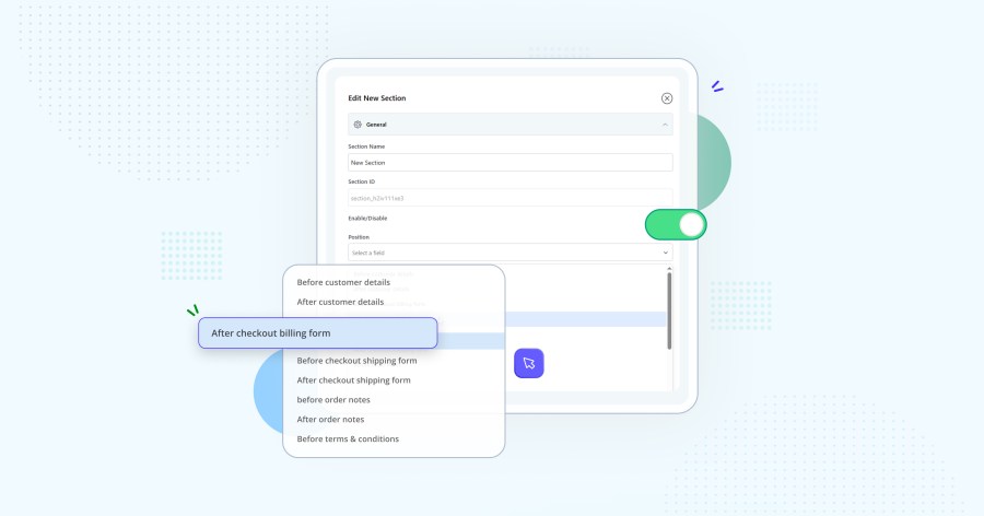 Choosing a checkout location for a custom section