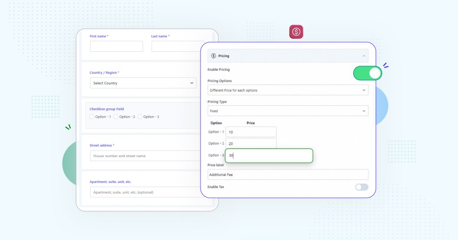 Extra fee settings tied to a checkout field selection