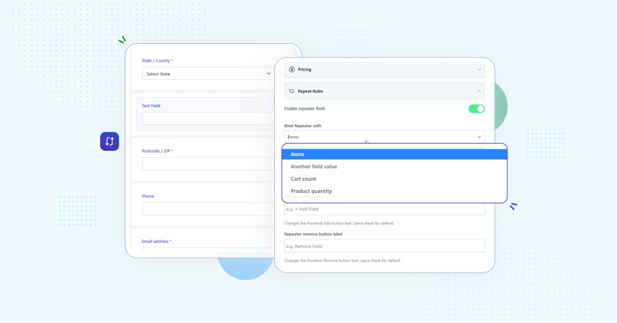 Repeater field letting customers add multiple entries on the checkout page