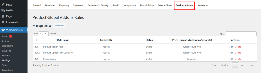 Add Global Product Options