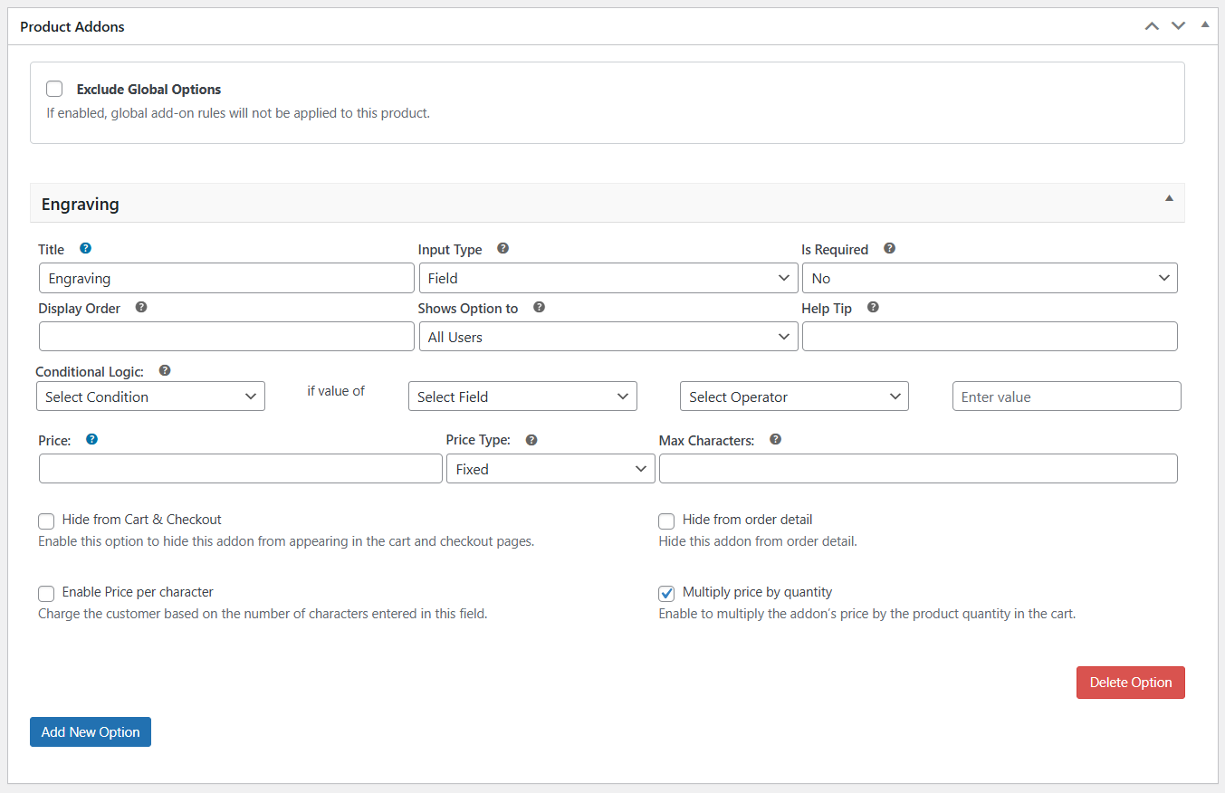 Add Options Product Addons and Extra Options Documentation - WooCommerce