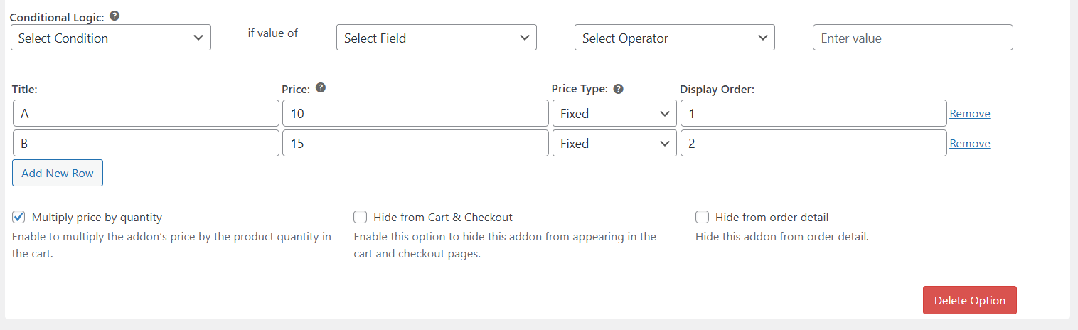Add Options Product Addons and Extra Options Documentation - WooCommerce