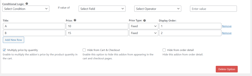 Add multiple options field