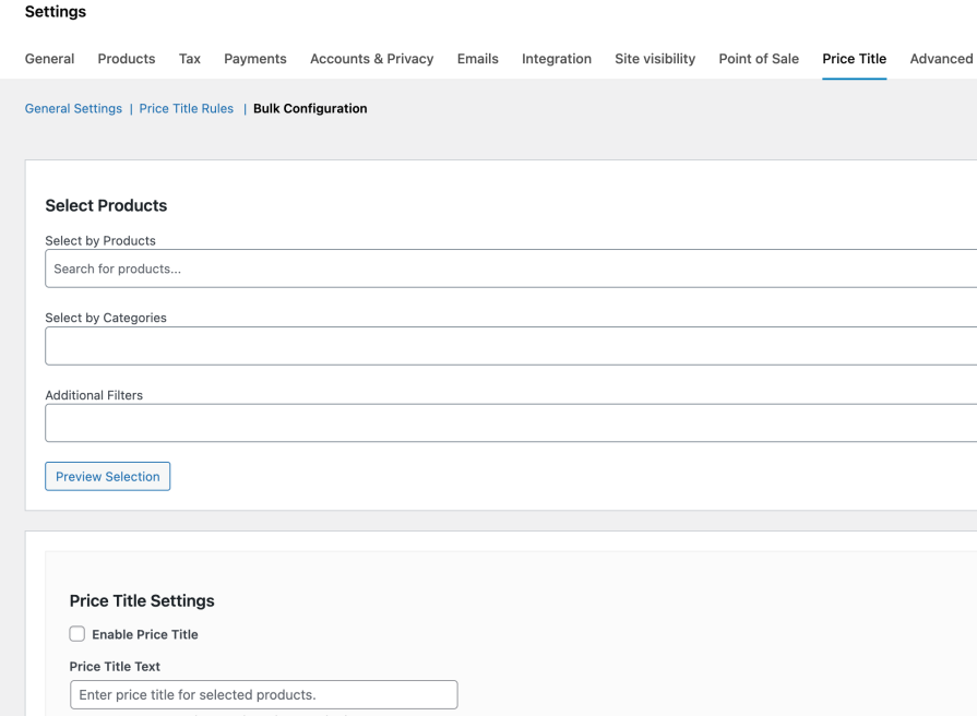 Change Price Title Pro for WooCommerce - Bulk Configuration 1