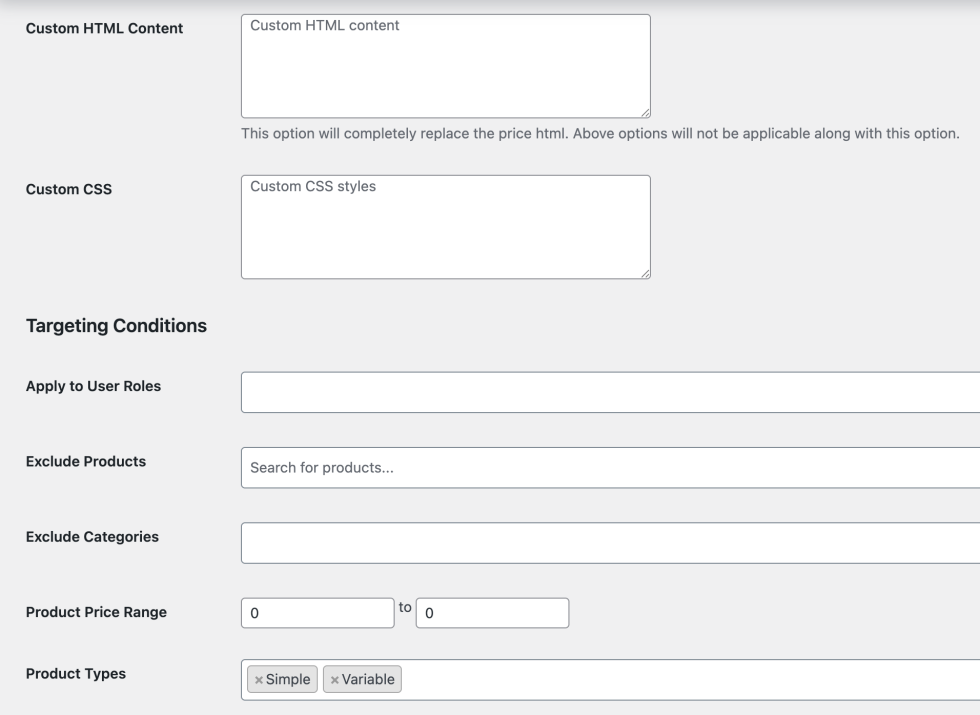 Change Price Title Pro for WooCommerce - General Settings 2