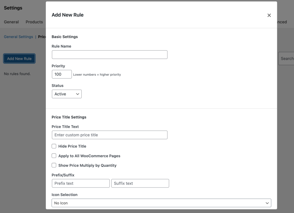 Change Price Title Pro for WooCommerce - Price Title Rules - 1