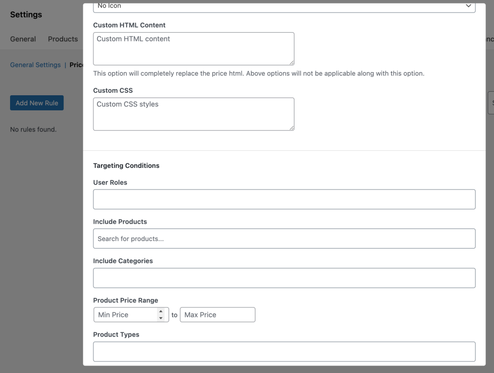Change Price Title Pro for WooCommerce - Price Title Rules 2