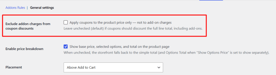 Control Coupon Discounts on Add-ons