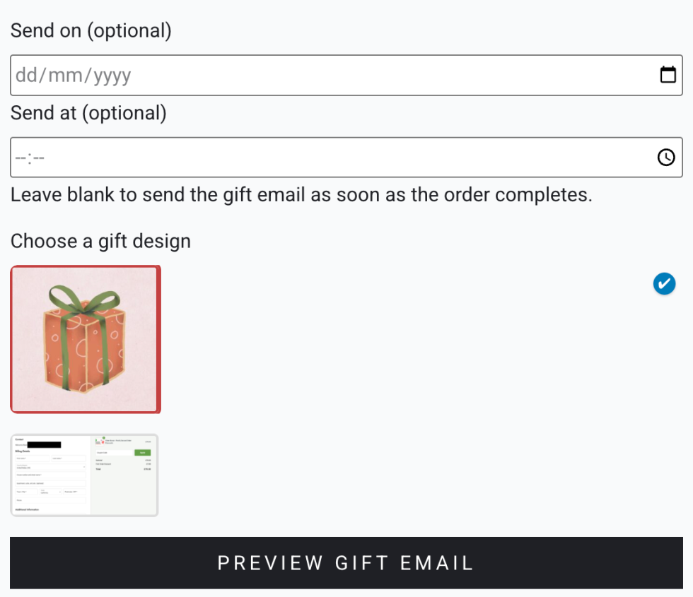 DL Gift Wallet Pro Plugin - Product Page Including Date & Time, and Artwork Selection