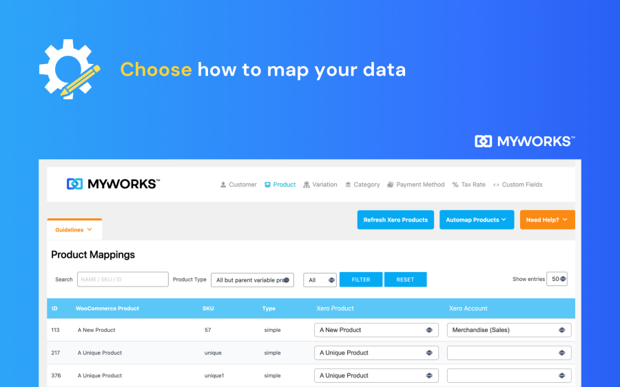 Product & Customer Mapping MyWorks