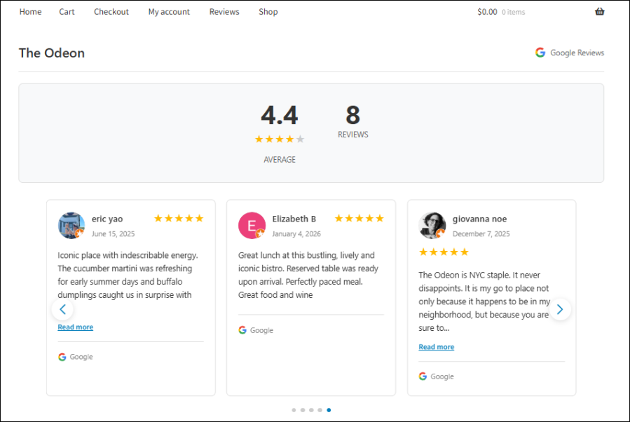 Google Reviews for WooCommerce