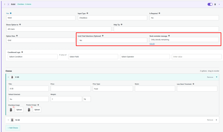 Manage Stock for Product Options