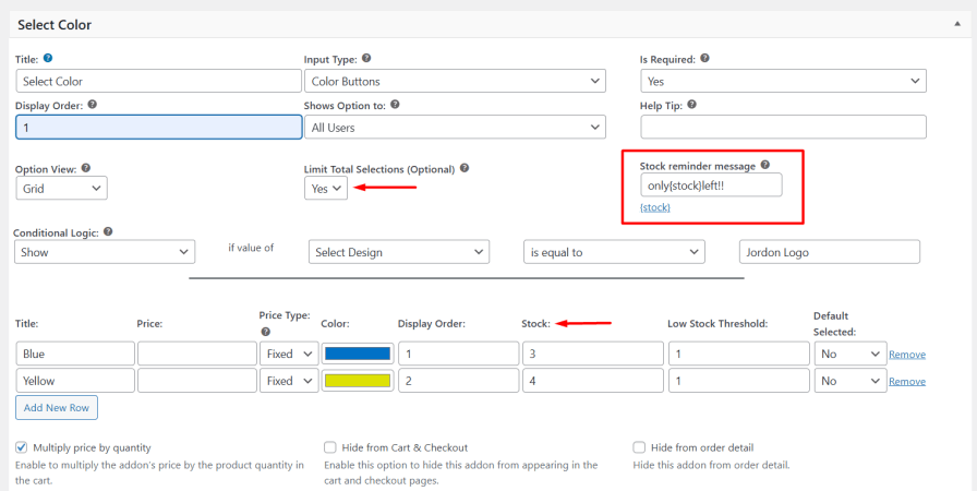 Manage Stock for Product Options