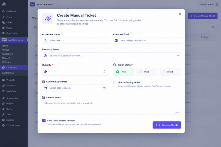 QR-Code-Tickets-and-Checkin-for-WooCommerce-Manual-Ticket