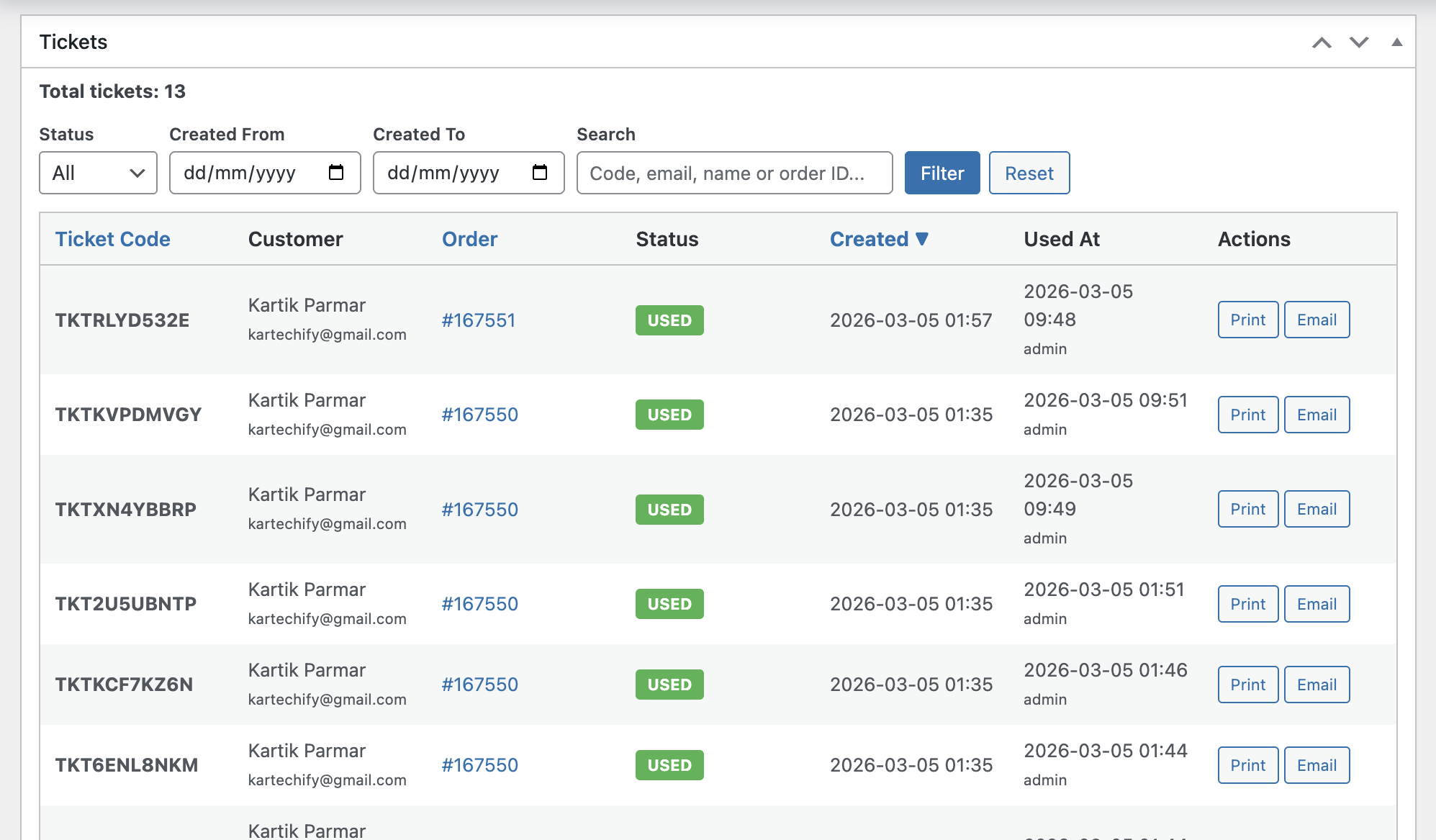 Ticket Status Color Code QR Code Tickets & Check-in - WooCommerce Marketplace