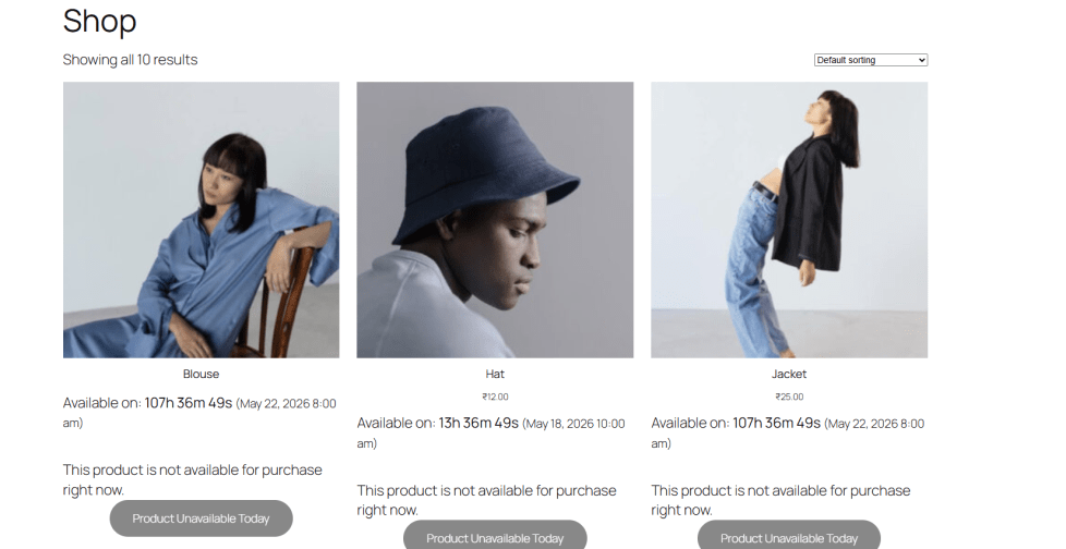 Product availability scheduler timer