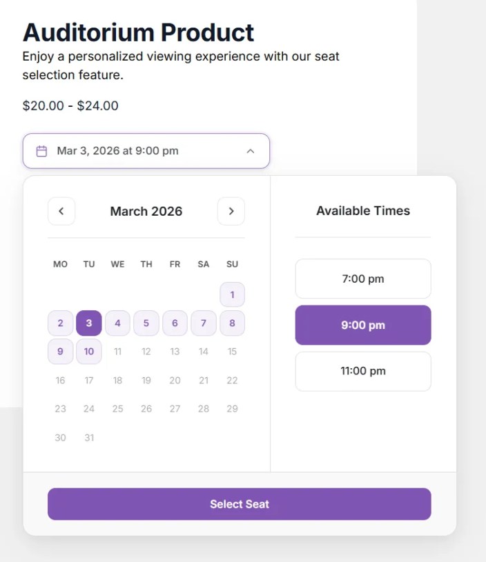 Date and time picker on front-end