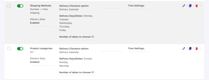 How would the custom delivery schedules in different combinations work? 3 How would the custom delivery schedules in different combinations work? - Tyche Softwares Documentation
