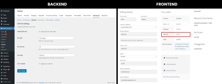 Dynamic COD Fee Recovery