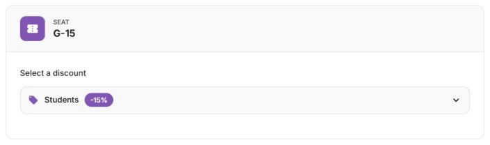 Customer discount selector on seat selection