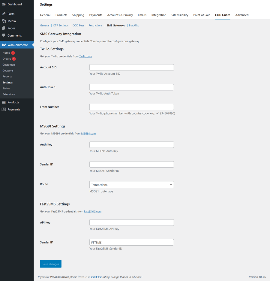 Global SMS Gateway Support