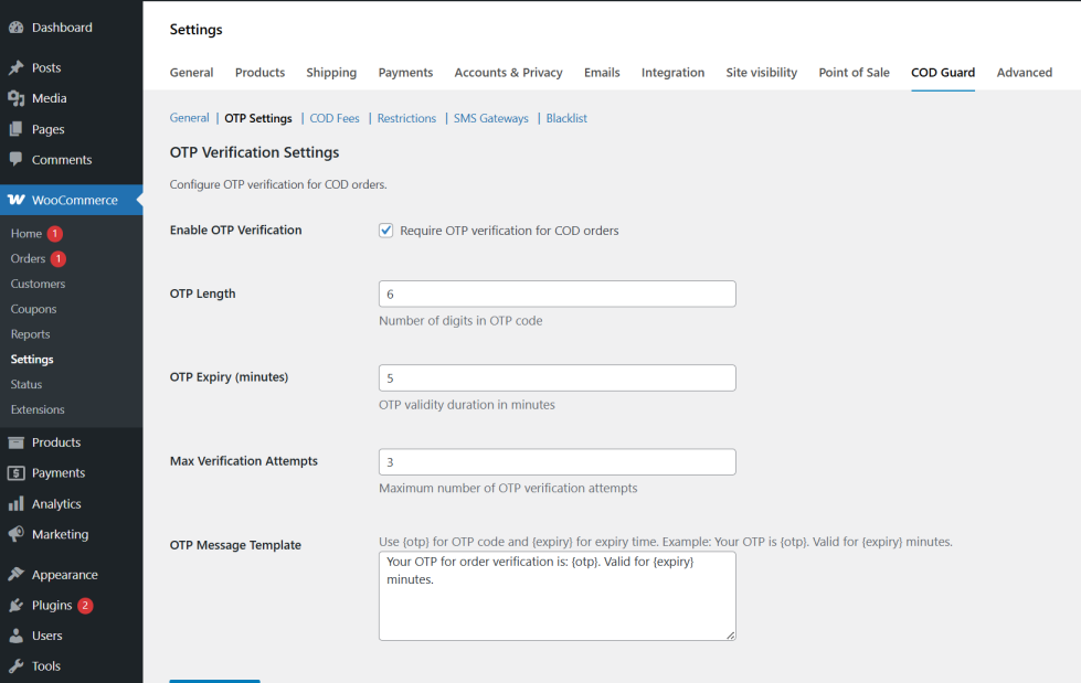 Configuring OTP Verification