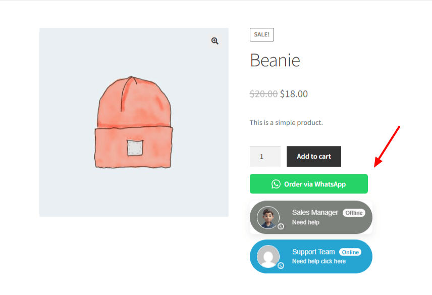 single product page where we can show the button