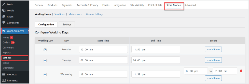 woocommercr store modes manager plugin