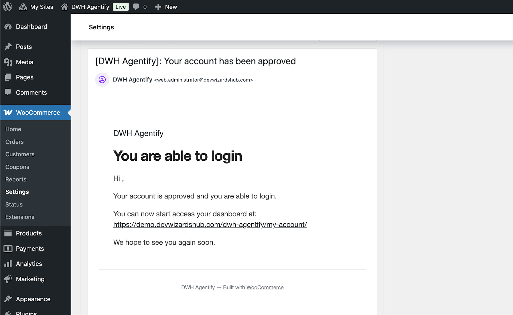 DWH Agentify - WooCommerce Marketplace