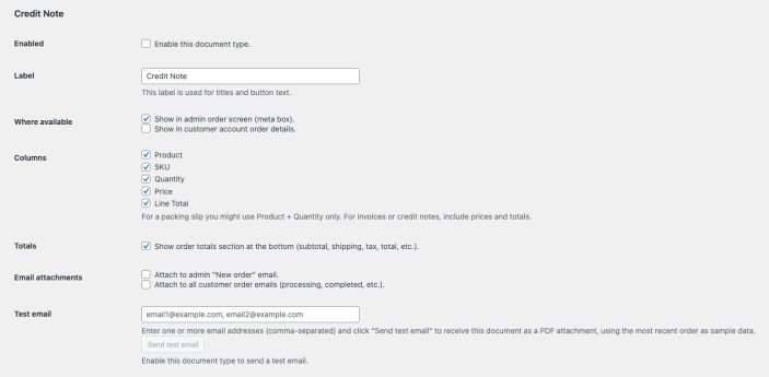 OrderFlow PDF Documents Plugin - Credit Note Configuration