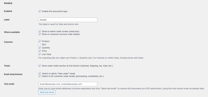 OrderFlow PDF Documents Plugin - Invoice Configuration