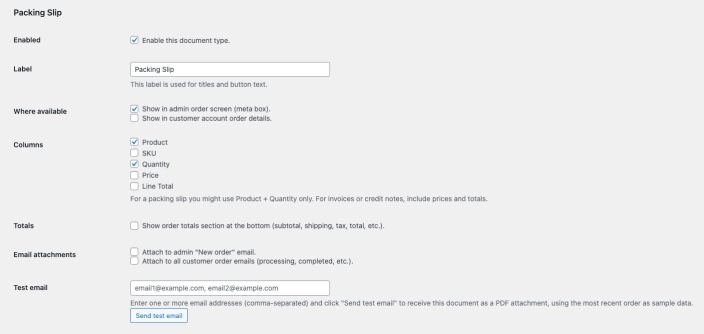OrderFlow PDF Documents Plugin - Packing Slip Configuration