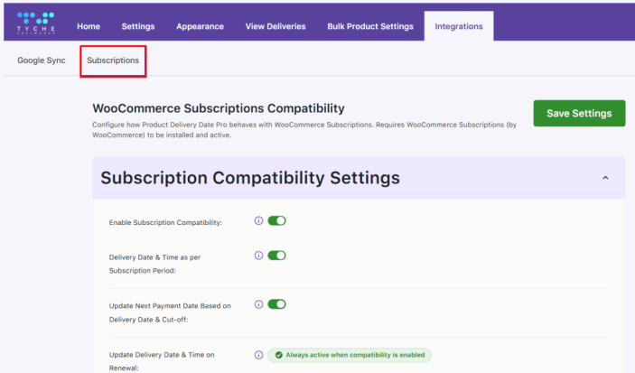 Schedule Delivery Dates for WooCommerce Subscriptions & Renewal Orders - Tyche Softwares Documentation