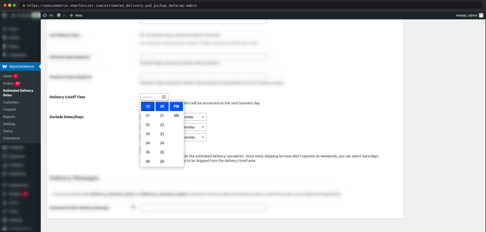 Set delivery cutoff time to calculated estimated delivery date more accurately