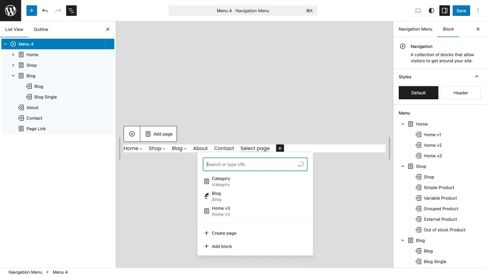 Edit Navigation Menu