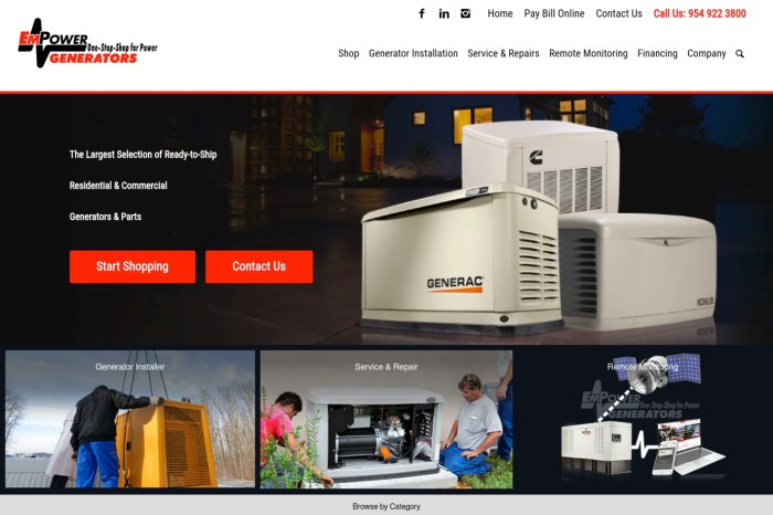 Screenshot of EmPower Generators