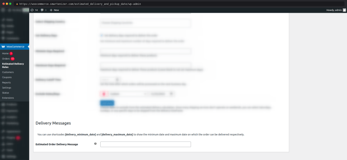 Set estimated delivery message on the basis of shipping details