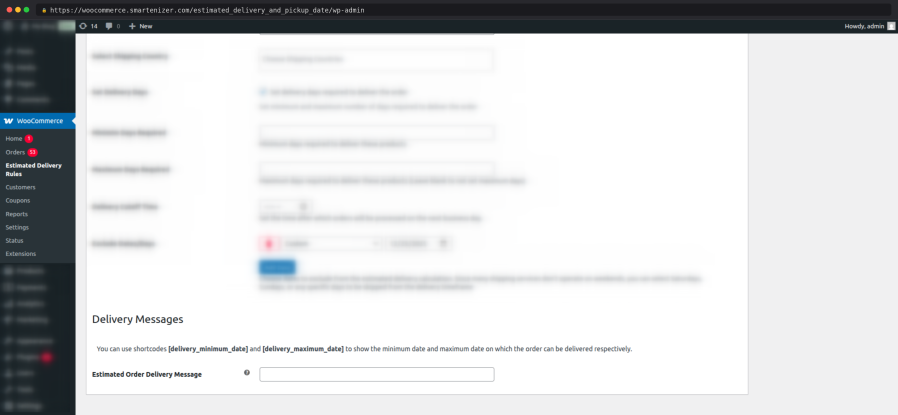 Set estimated delivery message on the basis of shipping details